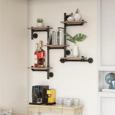 No Industrial Floating Pipe Wall Mounted Shelves Rustic Modern Wood Shelving