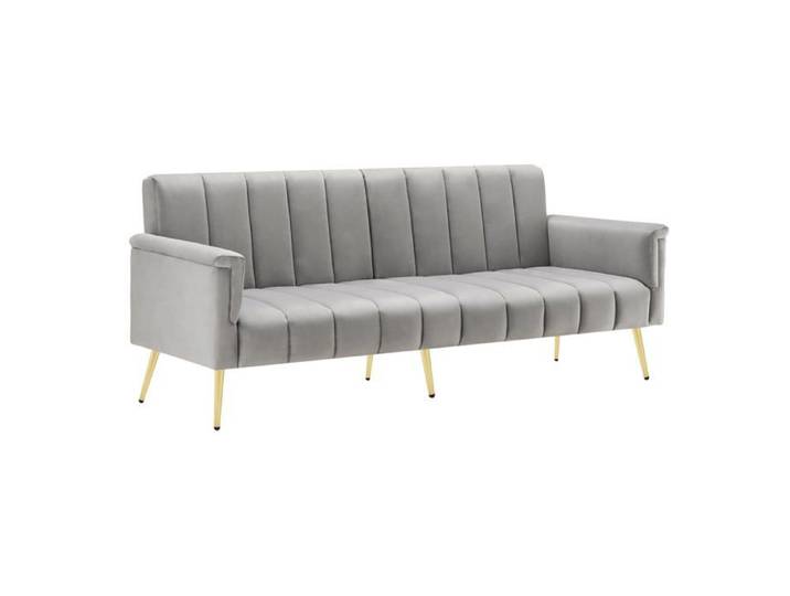 Canapé-lit pliant moderne Logidon en tissu velours gris avec fonction sommeil