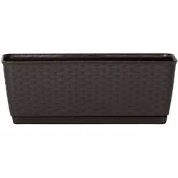 Protanic Pflanzkasten-Komplettset in Rattanoptik. ca. 49 x 17 x 17 cm - Dunkelbraun
