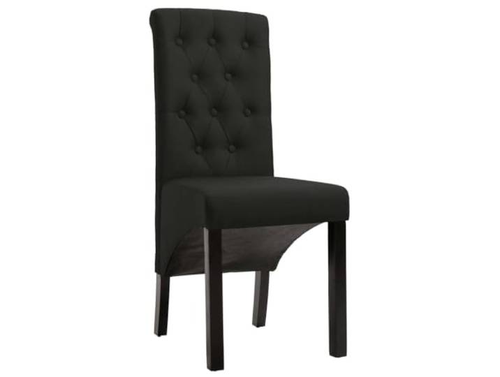 POUFGDR Essstühle, 2 Stück, Schwarz, Stoff Massivholzbeine, dicke und weiche Beschichtung, 110 kg pro Sitz, einfache Montage