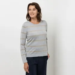 EVA LUTZ Pullover mit Glanzgarn Rundhalsausschnitt figurumspielend