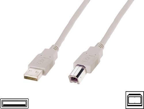 Digitus USB-Kabel USB 2.0 USB-A Stecker, USB-B Stecker 3.00 m Beige AK-300102-030-E