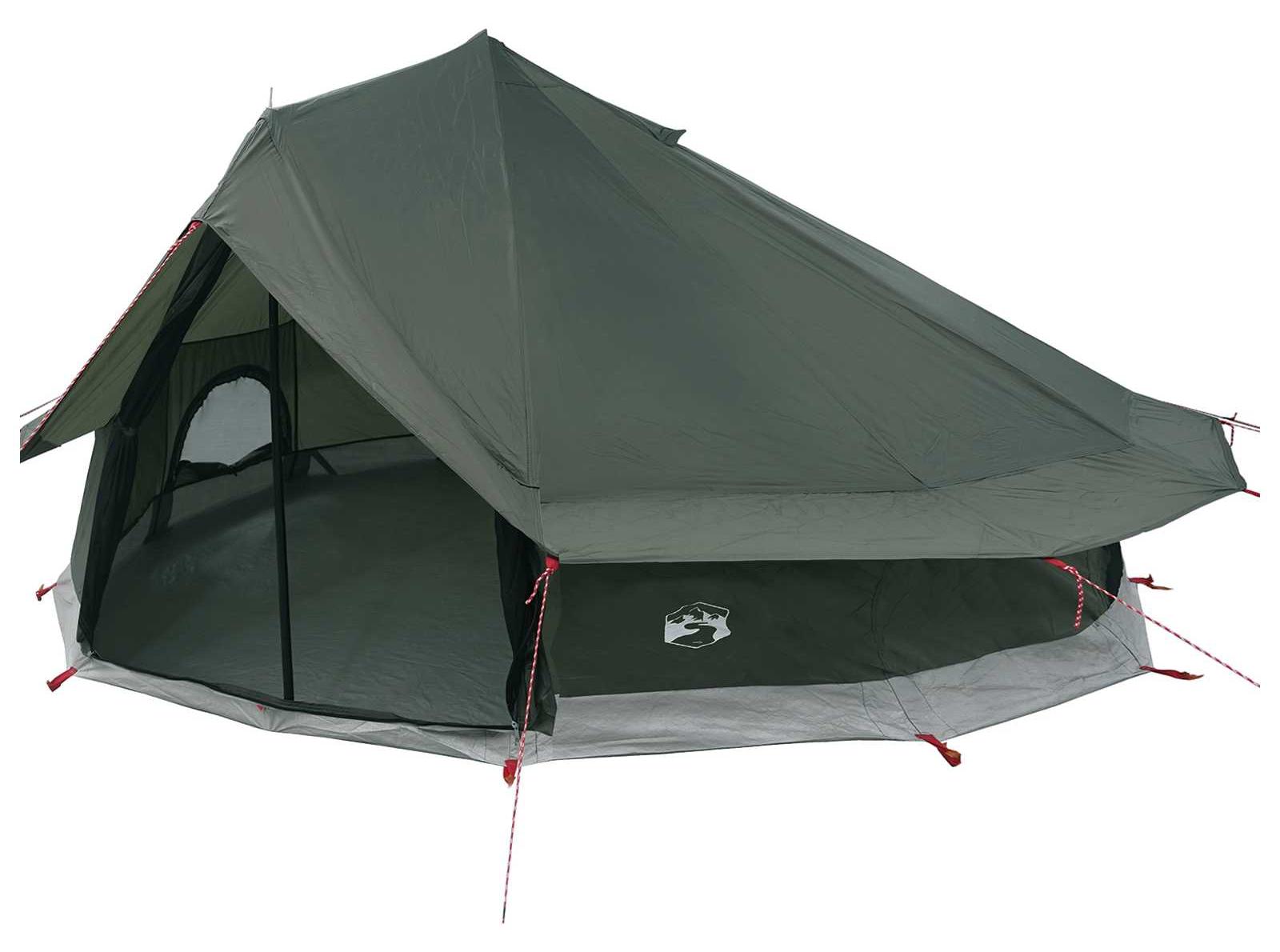 Tipi Zelt 20 Personen Olivegrün Polyester und Stahl