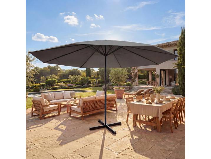 Sonnenschirm Meran Pro, Gastronomie Marktschirm ohne Volant Ø 5m Polyester/Alu 28kg anthrazit ohne Ständer