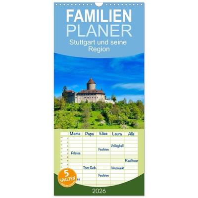 Familienplaner 2026 - Stuttgart und seine Region mit 5 Spalten (Wandkalender, 21 x 45 cm) CALVENDO