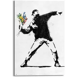 Bild BANKSY FLOWER BOMBER (BHT 60x90x2 cm) - BHT 60x90x2 cm