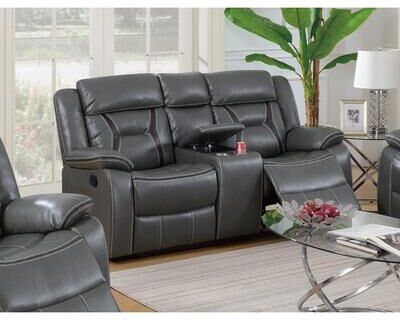 Esofastore Gray Finish 2pc Power Motion Loveseat Pillow Headrest