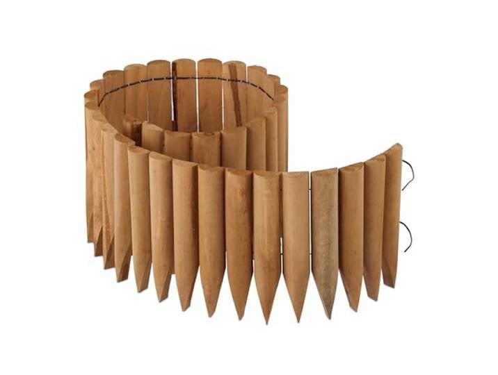 Relaxdays Bordure de Jardin en Bois\, 20x120x2 cm\, clôture Flexible\, pour Parterre ou pelouse\, Naturel