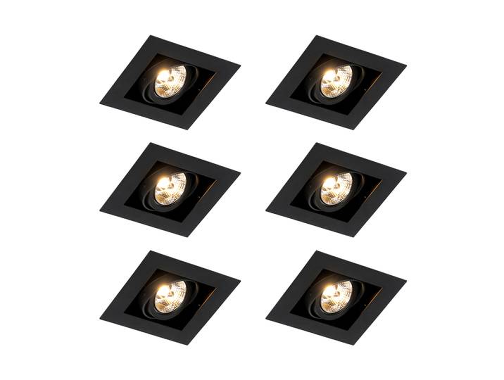 Ensemble de 6 spots encastrables modernes noirs orientables -