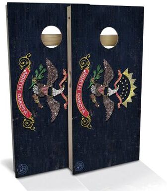 Skip's Garage North Dakota Flag Outdoor Cornhole Board Set