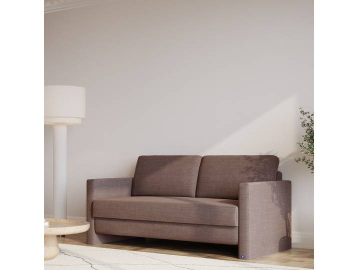 BRUNO Schlafsofa 140cm in Braun Schmal stabiles Massivholz & Boxspringkomfort