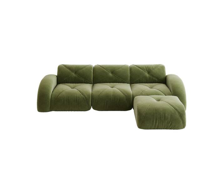 Canapé modulable en chenille vert