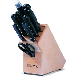 F. Dick Holzmesserblock Superior 9-teilig (Messerblock aus Holz, Set inkl. Kochmesser, Gemüsemesser, Messerblock, Braun, Schwarz, Silber