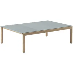 Muuto Couple Couchtisch, 84 x 120 cm 2 plain 1 wavy - light blue / eiche natur