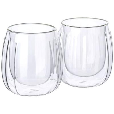 Latte-Macchiato-Glas MULEX "Mulex Gläser Set Manhattan", transparent, H:10cm Ø:7cm, Borosilikatglas, Trinkgefäße, Latte-Macchiato-Glas, doppelwandig, ideal f. Kaffee, Cappuccino, Latte Macchiatto, 2tlg