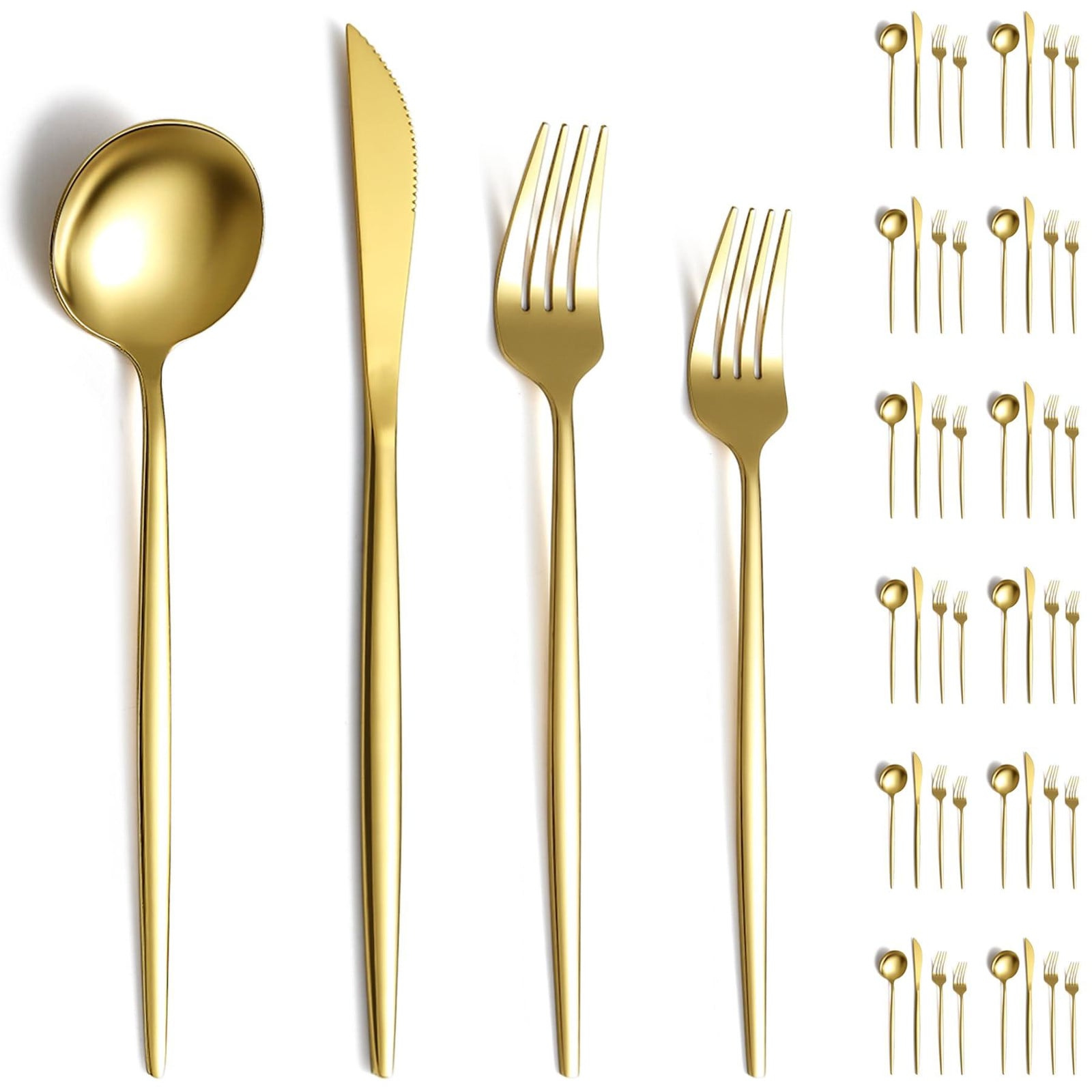 48-delige gouden bestekset voor 12 personen