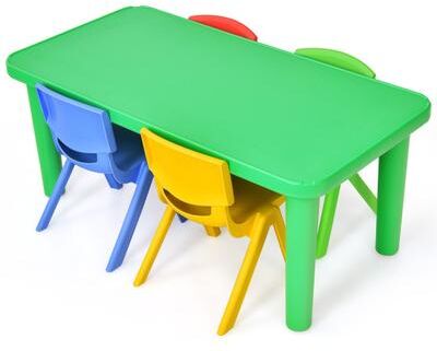 Costway Kids Colorful Plastic Table and 4 Chairs Set