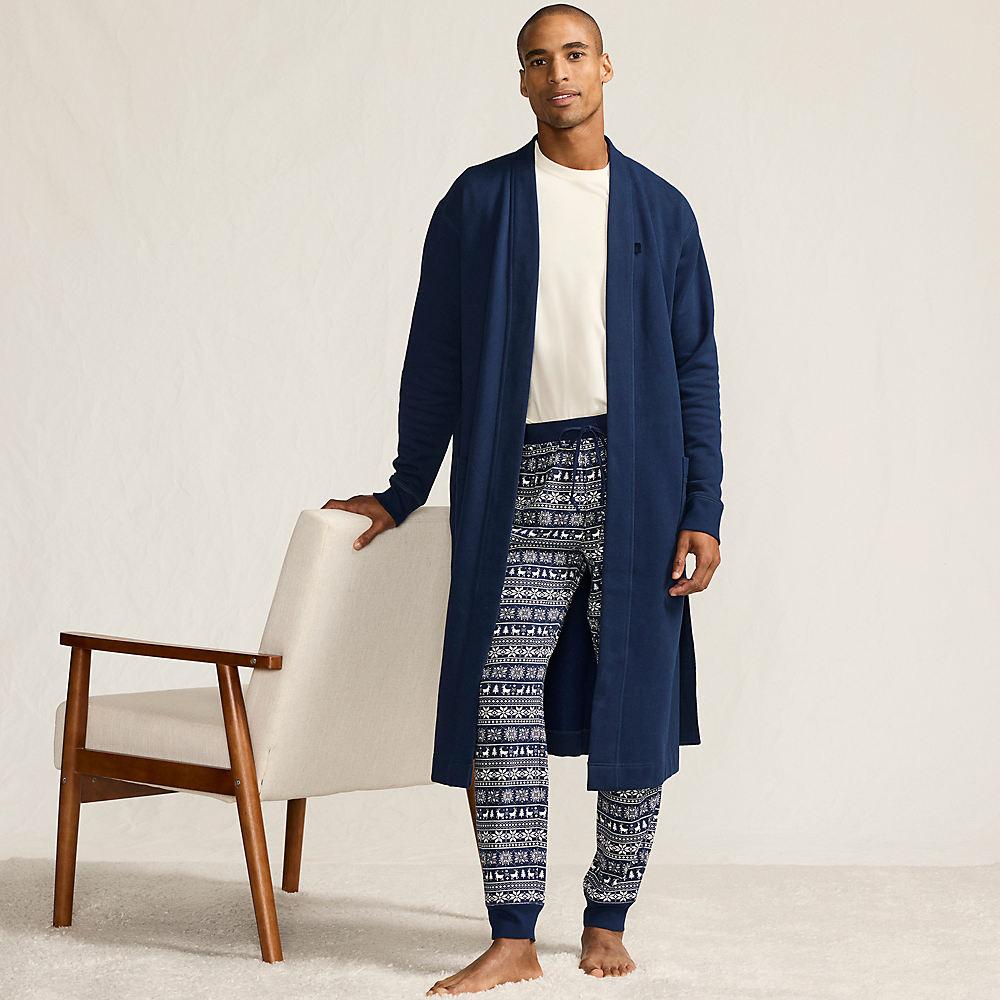 Serious Sweats wadenlanger Bademantel für Herren, Herren, size: regular, Blau, Baumwoll-Mischung/Polyester-Mischung, by Lands' End