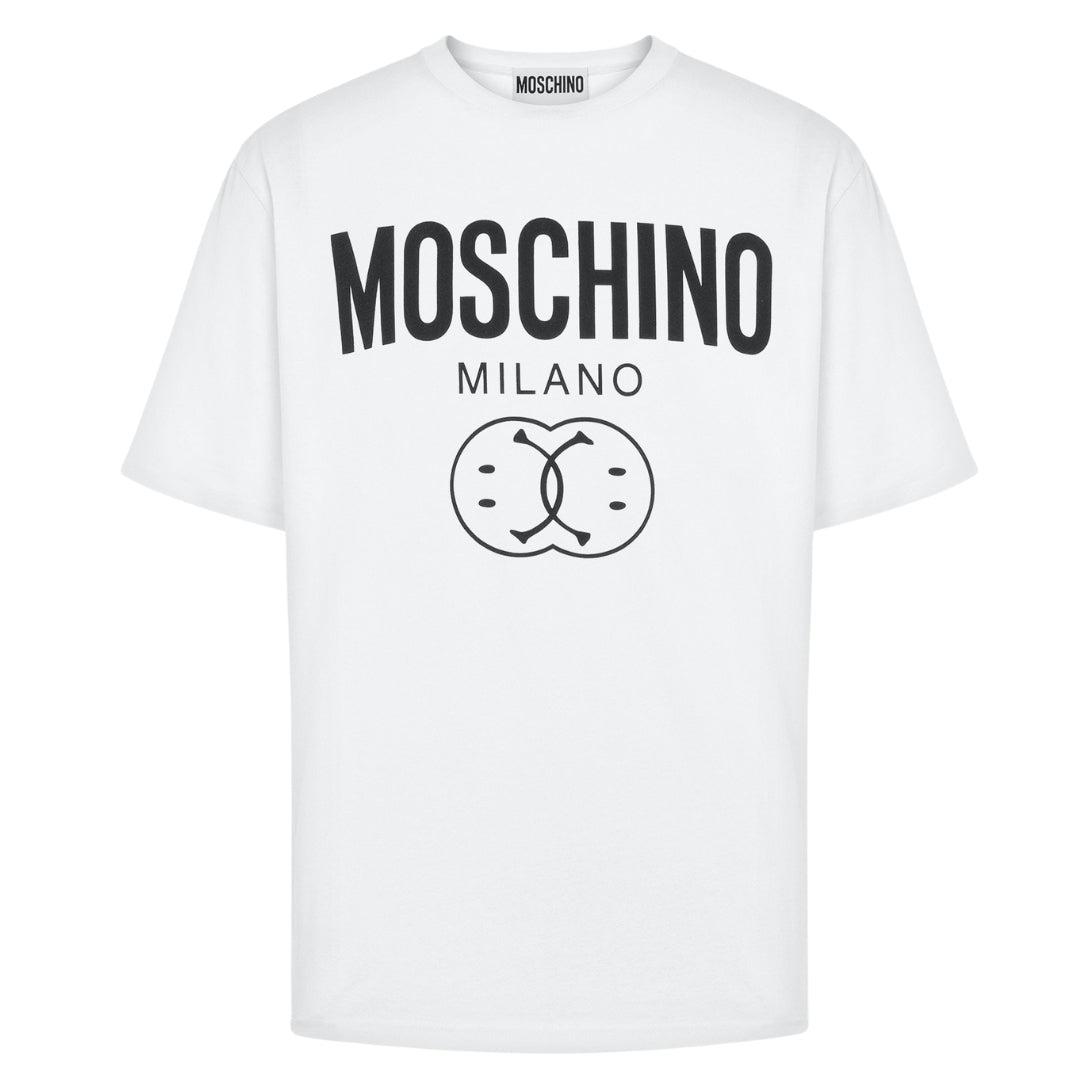 Moschino Milano Double Smiley Logo Wit T-shirt