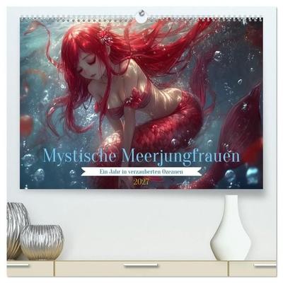 Mystische Meerjungfrauen: Ein Jahr in verzauberten Ozeanen (hochwertiger Premium Wandkalender 2027 DIN A2 quer), Kunstdruck in Hochglanz