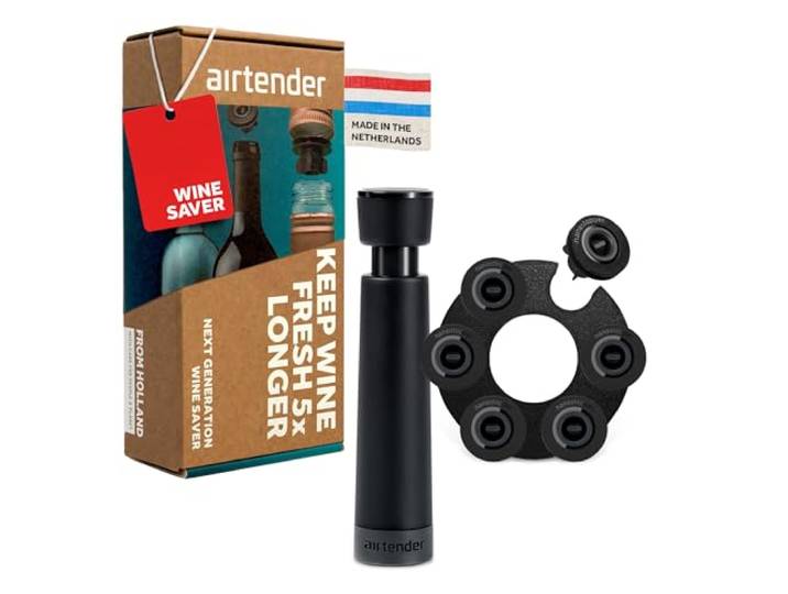 Airtender - pompe à vin sous vide - 6 bouchons à vin - vide - étanche - boîte-cadeau
