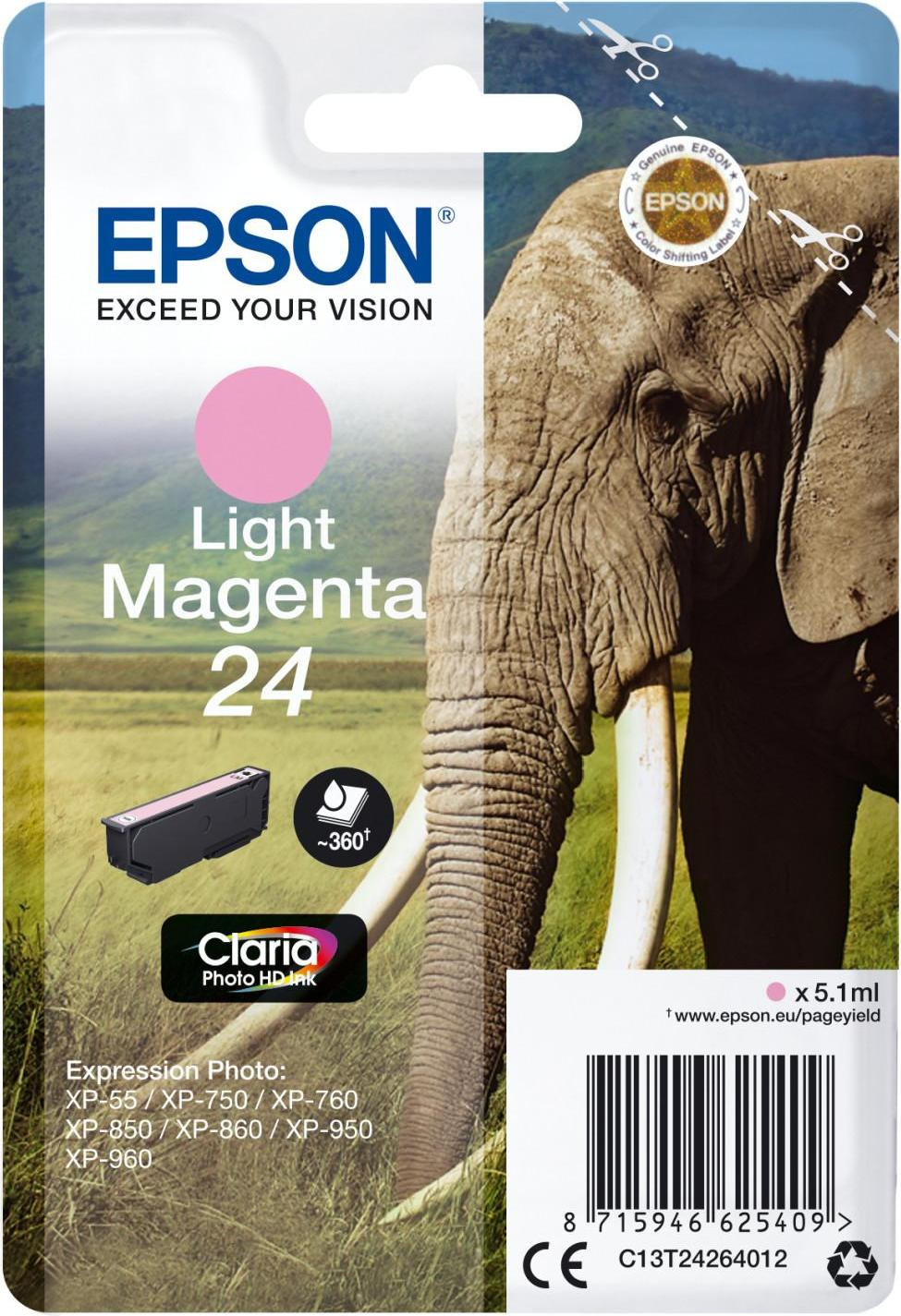 Epson Elephant Inktpatroon 24 Claria Photo HD Lichtmagenta 5,1 ml