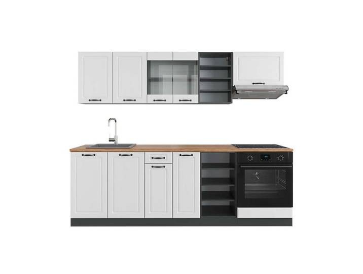 Cuisine R-Line 240cm PT Chêne Blanc campagne/Anthracite Vicco 43275