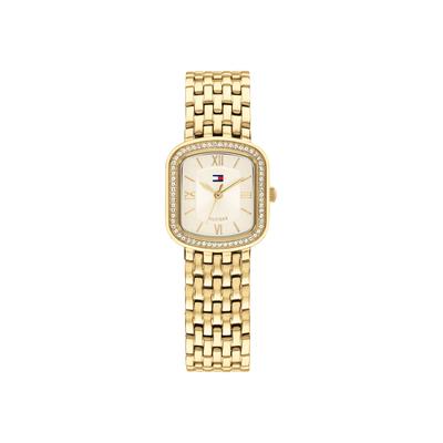 Quarzuhr TOMMY HILFIGER "ABBY", goldfarben, gelbgoldfarben, Armbanduhren, Damen, goldfarben, Quarzuhr, Armbanduhr, Damenuhr, Edelstahlarmband, analog, Glaskristalle