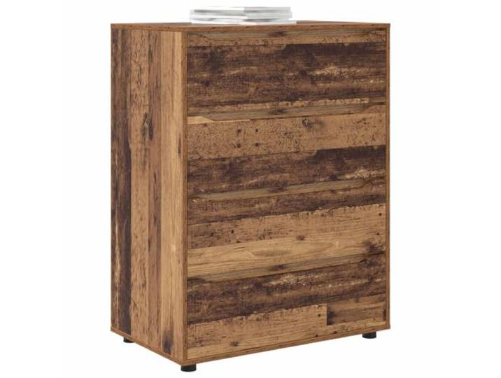 KTHLBRH Aufbewahrungsschrank aus altem Holz, 80 x 48 x 105 cm 4 Schubladen, mehrschichtiges Holz, höhenverstellbar, stabile Füße, pflegeleicht