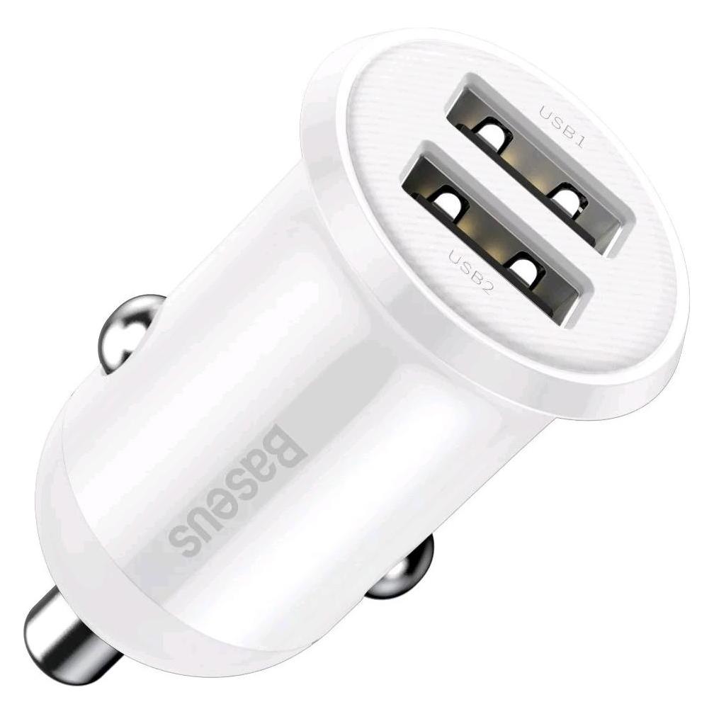 Baseus Grain Pro Car Charger 2x USB 4.8A (white) (CCALLP-02)