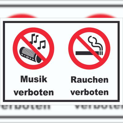 HB-Druck Schild Musik und Rauchen verboten A1 (594x841mm)