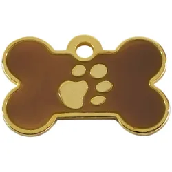 Adressanhänger mit Gravur - Knochen mit Pfote - klein - braun/gold
