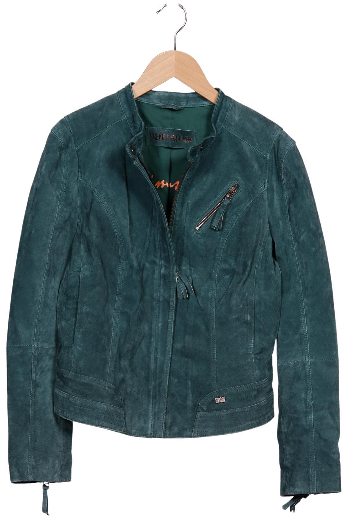 Freaky Nation Damen Jacke, Grün, Gr. L, Leder / Synthetik / Baumwolle - Second Hand