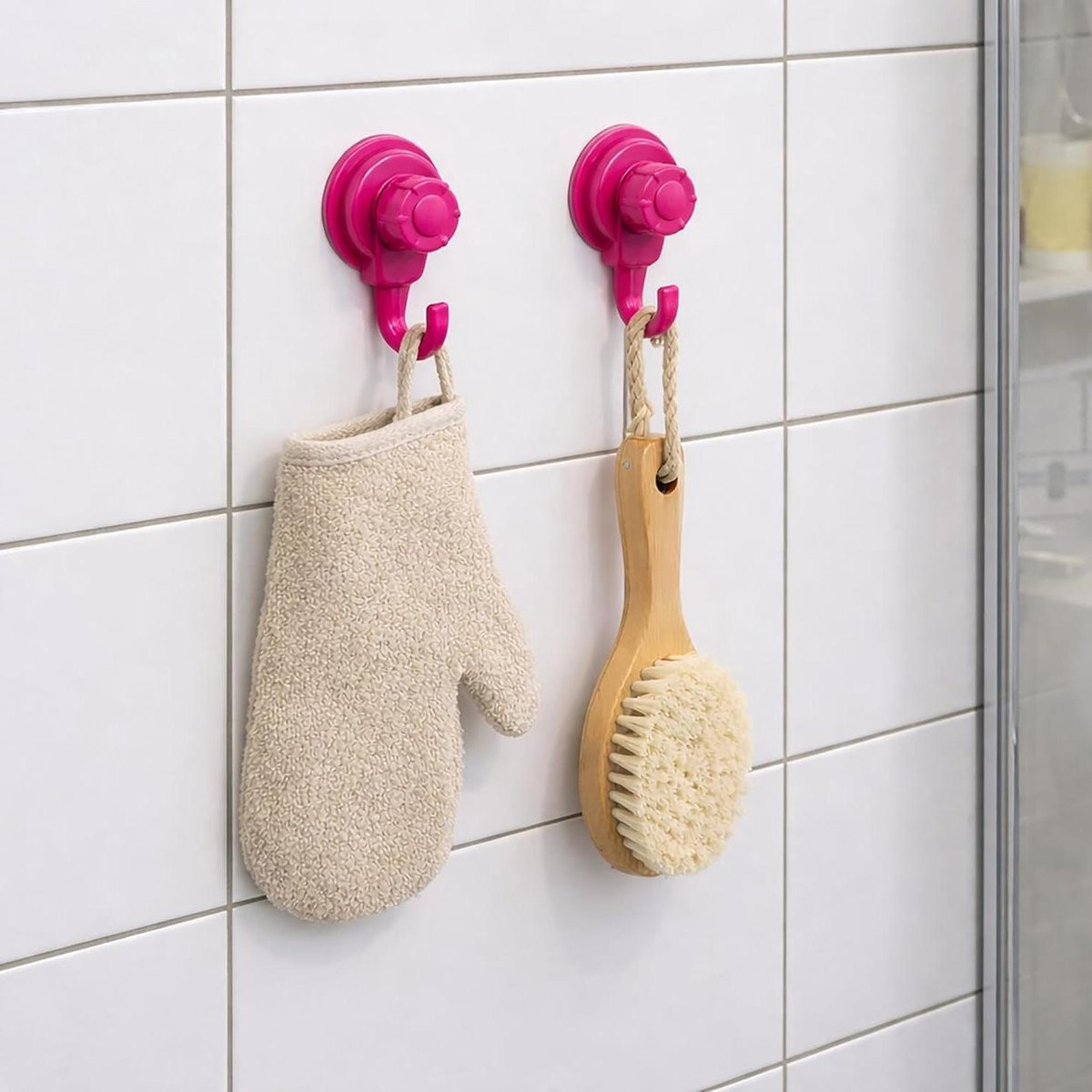 Set van zuignaphaken voor de badkamer en keuken, Fuchsia, 46 x 36 x 86 mm