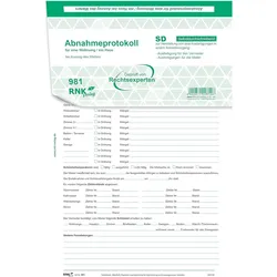 Roth, Formular, Wohnungsabnahmeprotokoll