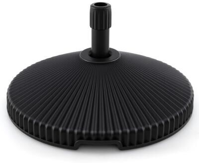 Costway Water and Sand Filled Outdoor Umbrella Stand with Shell Texture and 3 Coupler Sizes-Black