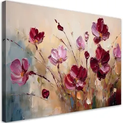 WANDBILD rot bemalte mohnblumen