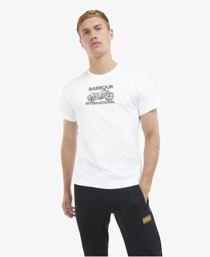 Camiseta Barbour International Lens Graphic-Print White L Hombre