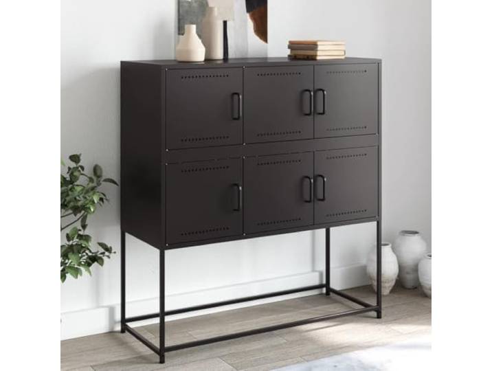 RJPLMFV Anrichte, schwarz, 100,5 x 39 x 107 cm, Stahl TV-Schrank, Aufbewahrungsregal für Wohnzimmer, Wandbefestigung, einfache Reinigung