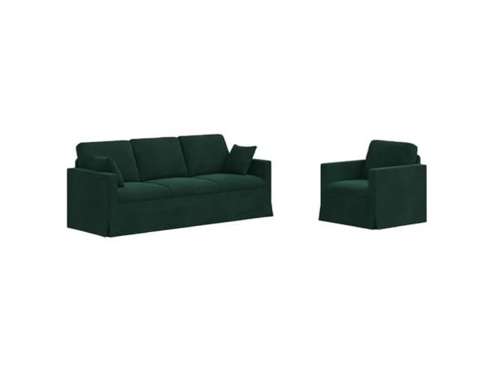 TEKGHUT Sofa Set 2 STK. Dunkelgrün Samt Modulares Sofa Modulares Design, Metallrahmen, Schaumstofffüllung, schwarzer Rahmen, kompakte Füße, Innenbereich