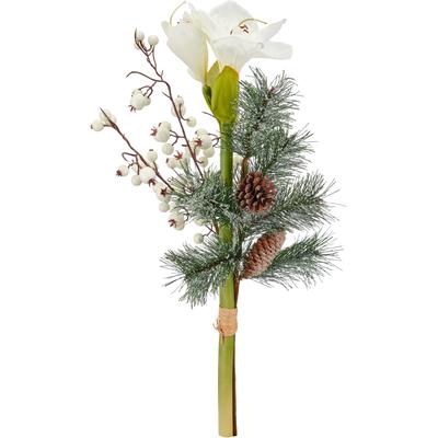 Winterliche Kunstpflanze CREATIV GREEN "Strauß mit Amaryllis", grün (weiß), H:65cm, Obermaterial: 80% Kunststoff, 20% Polyester, Kunstpflanzen, mit Beeren