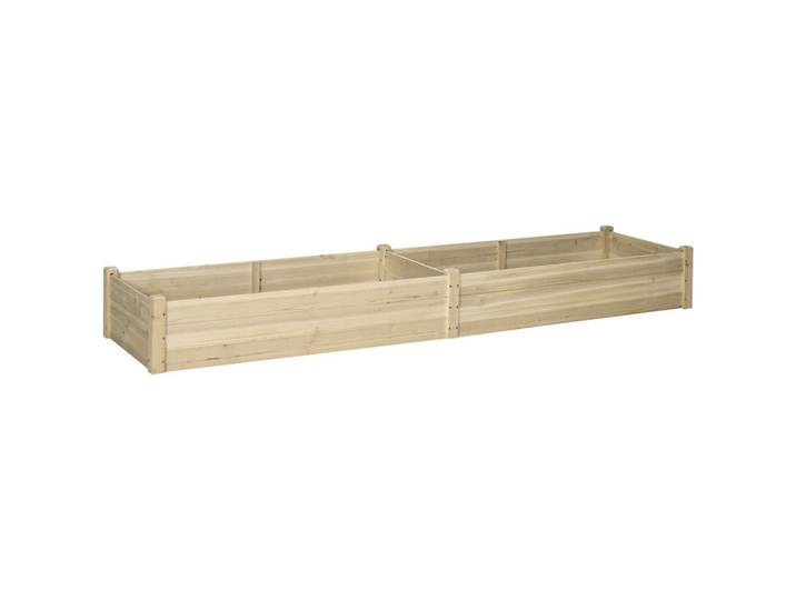 Outsunny Gartenbeet, Naturfarben, Holz, 61.5x27x244 cm, Gartenzubehör, Hochbeete