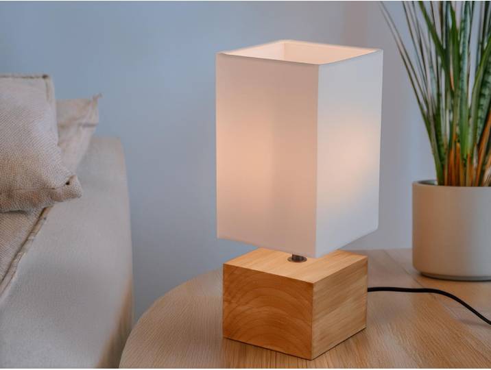 Reality Leuchten Tischleuchte Woody quadratisch holzfarbig