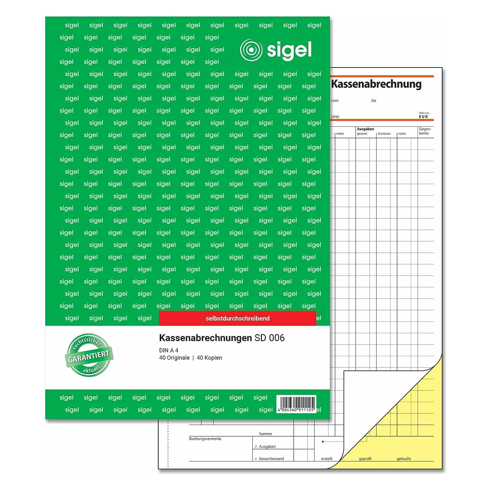 Sigel Kassenabrechnung Formularbuch SD006 (80x) (SD006)
