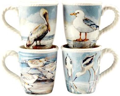 Certified International Shorebirds 18 oz. Mugs, Set of 4