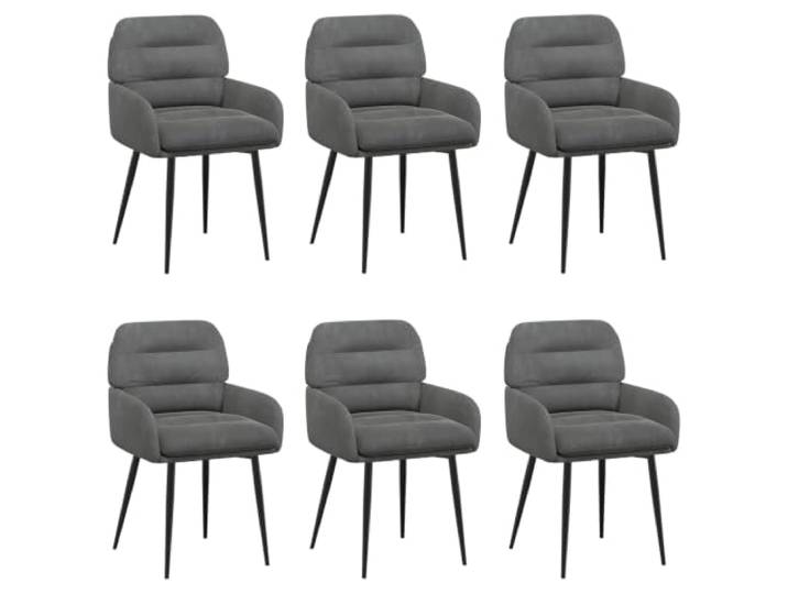 KUTYWEXFM 6er Set Esszimmerstühle Samt Polsterstuhl Dunkelgrau Bequemer Küchenstuhl mit Armlehnen, robuster Metallrahmen und weicher Schaumstoffpolsterung für das moderne Esszimmer.