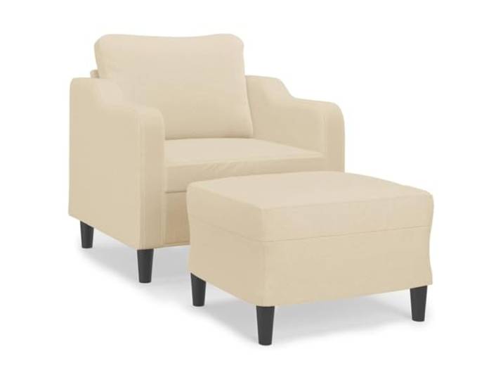 KUTYWEXFM Sessel mit Hocker 2er Set Polstersessel Creme 78x77x80cm Gemütlicher Fernsehsessel mit Fußablage für Wohnzimmer und Lesenische. Dick gepolsterte Sitzfläche sorgt für Entspannung.