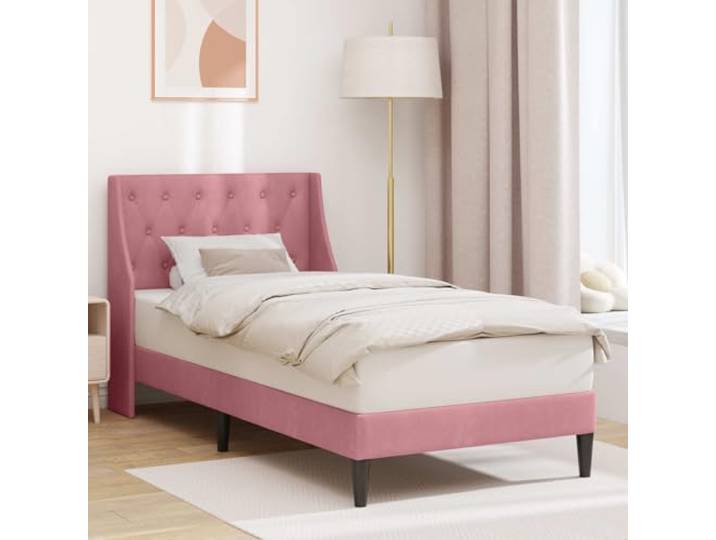 YNGBHFNOP Samtbezug Modernes Design 80 x 200 cm Rosa Bettrahmen mit Kopfteil Rosa 80x200 cm Samt Bettgestell mit Lattenrost Modernes Polsterbett für Schlafzimmer Gästezimmer