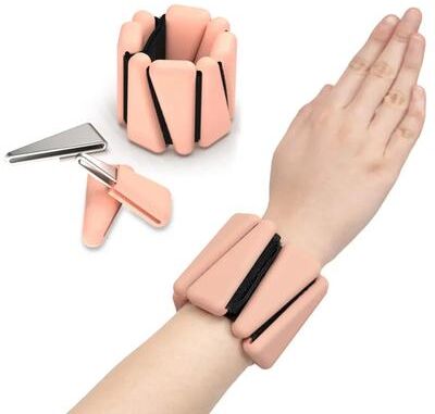 Inspired Living FlexFit Silicone Wrist Weights Adjustable Fitness Bands For Yoga, Walking & Strength Training 1pc pink