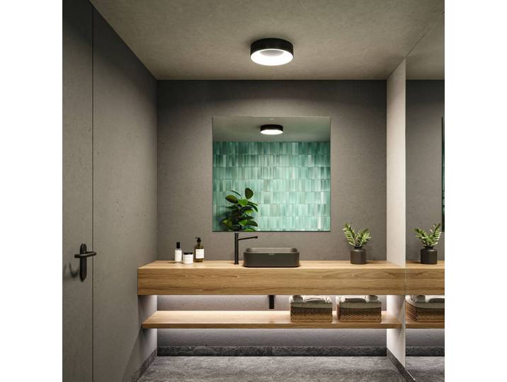 Plafondlamp Casca, dimbaar, zwart, Badkamer, metaal, Modern, Plafondlamp badkamer